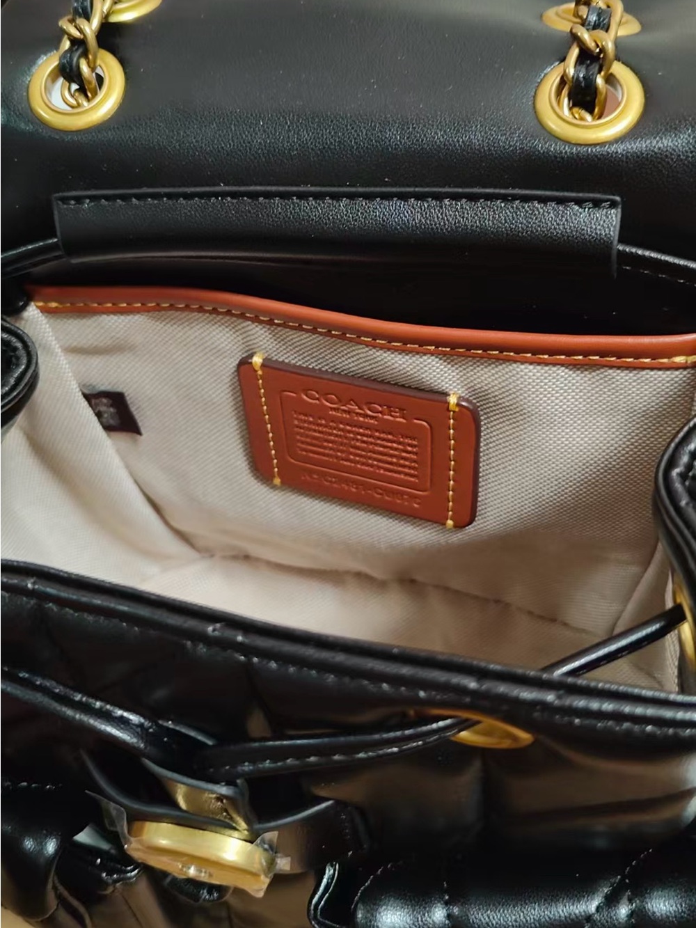 Coach Black Quilted Drawstring Backpack - Picture 9 of 9